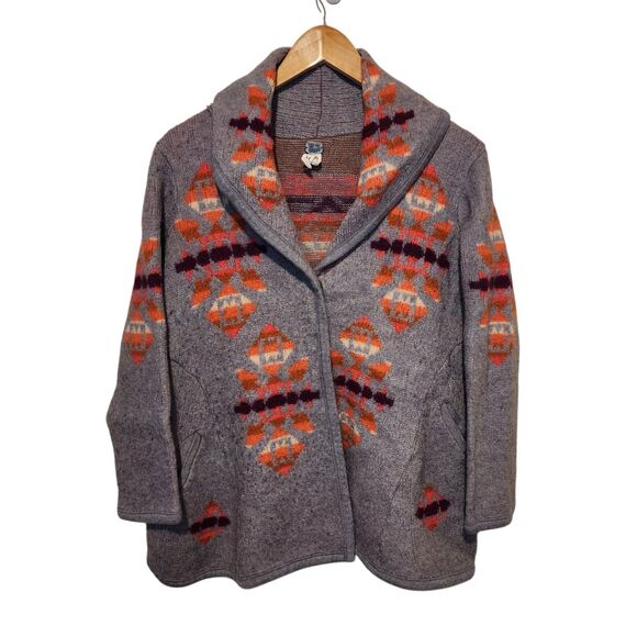 We The Free People Aztec Cardigan Sweater Womens Medium Wool Southwestern - Picture 1 of 13